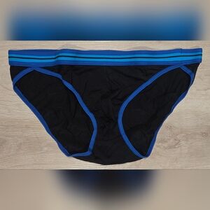 Black and Blue Striped Microfiber Bikini